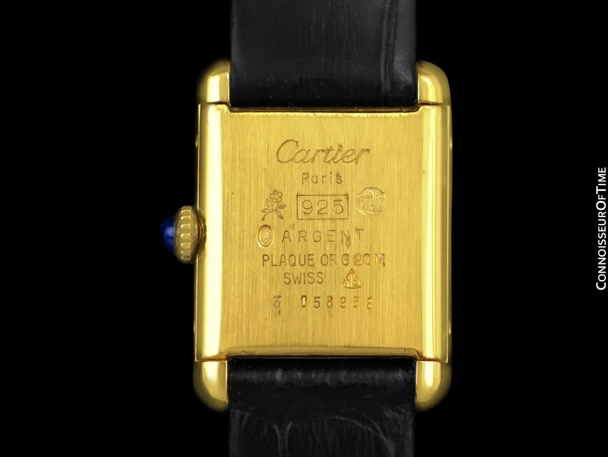 Cartier Vintage Ladies Tank Mechanical Watch - Gold Vermeil, 18K Gold over Sterling Silver