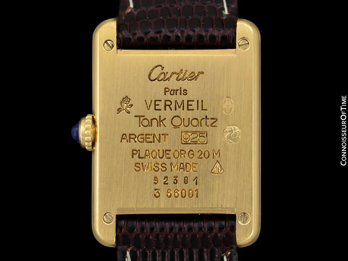 Cartier Vintage Ladies Tank Mechanical Watch - Gold Vermeil, 18K Gold over Sterling Silver