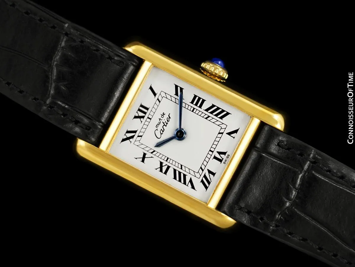 Cartier Vintage Ladies Tank Mechanical Watch - Gold Vermeil, 18K Gold over Sterling Silver