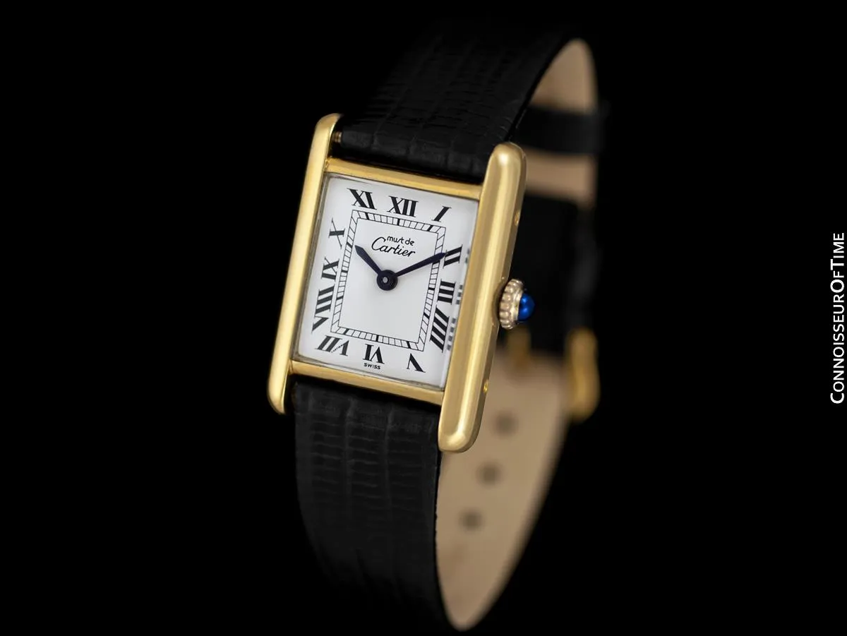 Cartier Vintage Ladies Tank Mechanical Watch - Gold Vermeil, 18K Gold over Sterling Silver