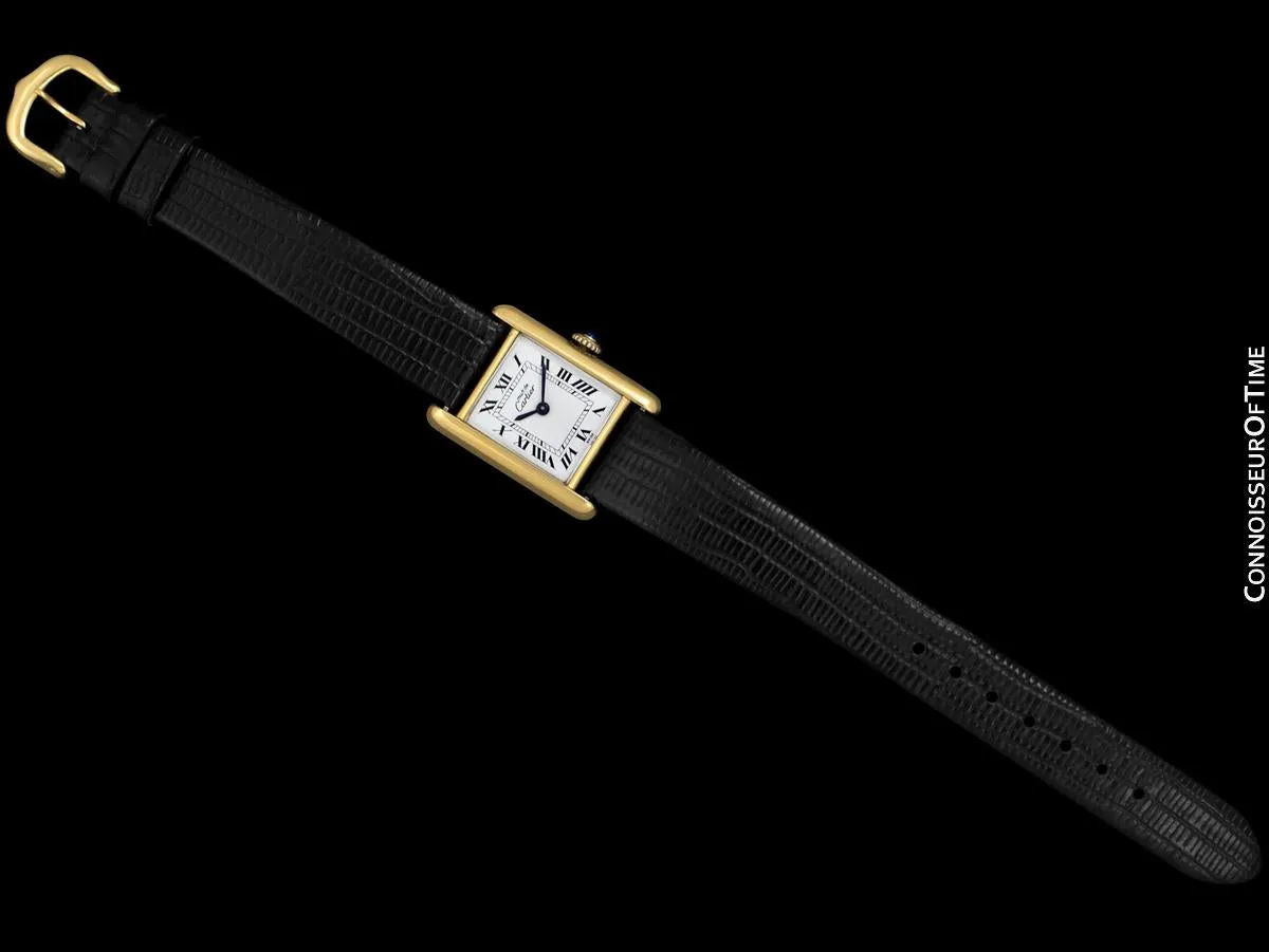 Cartier Vintage Ladies Tank Mechanical Watch - Gold Vermeil, 18K Gold over Sterling Silver