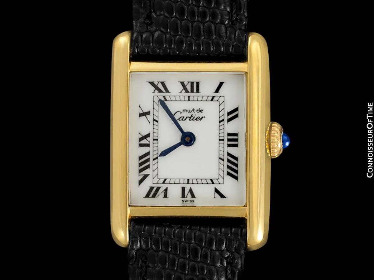 Cartier Vintage Ladies Tank Mechanical Watch - Gold Vermeil, 18K Gold over Sterling Silver