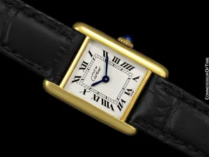 Cartier Vintage Ladies Tank Mechanical Watch - Gold Vermeil, 18K Gold over Sterling Silver