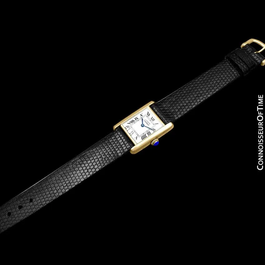 Cartier Vintage Ladies Tank Mechanical Watch - Gold Vermeil, 18K Gold over Sterling Silver