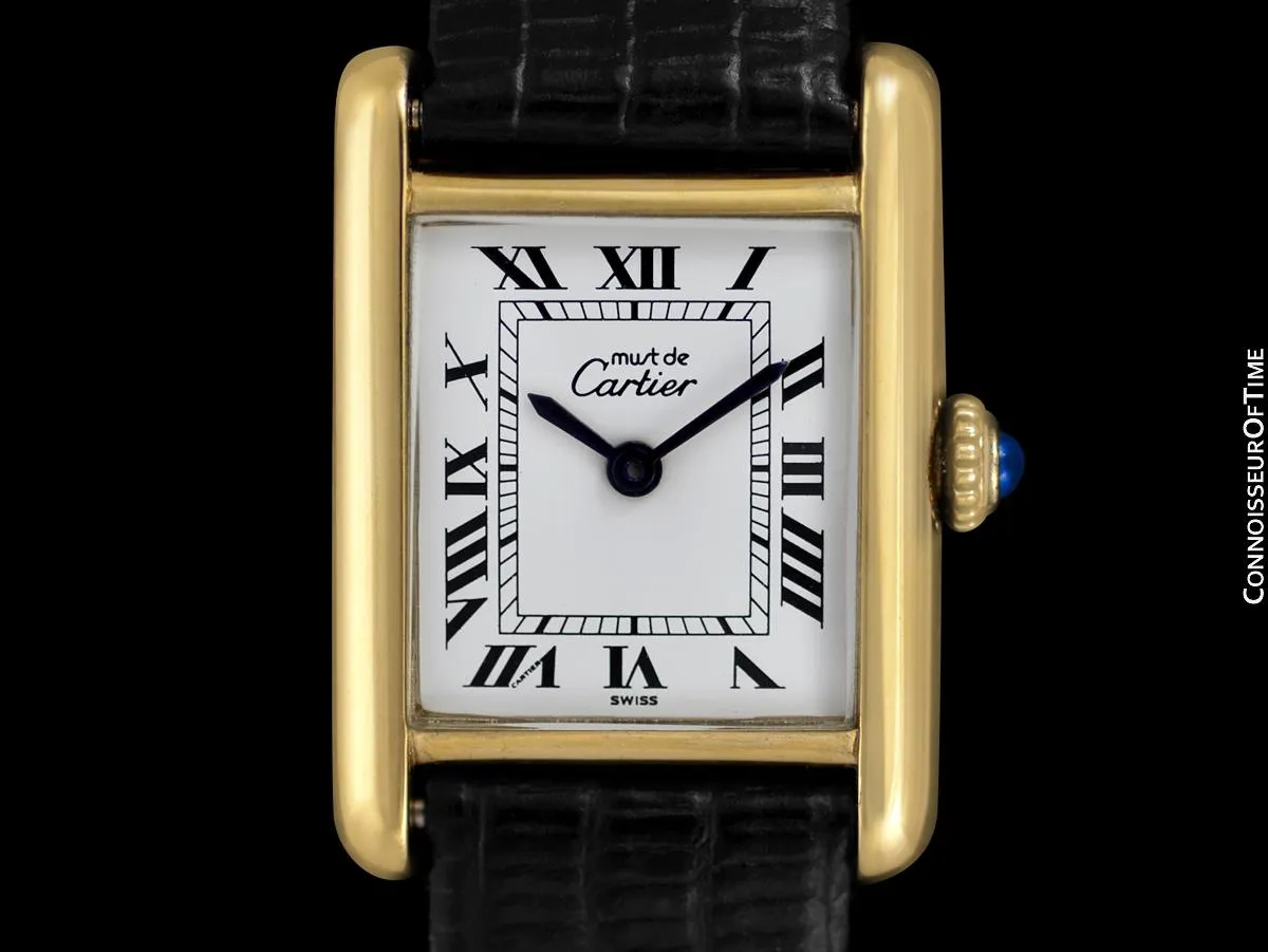 Cartier Vintage Ladies Tank Mechanical Watch - Gold Vermeil, 18K Gold over Sterling Silver
