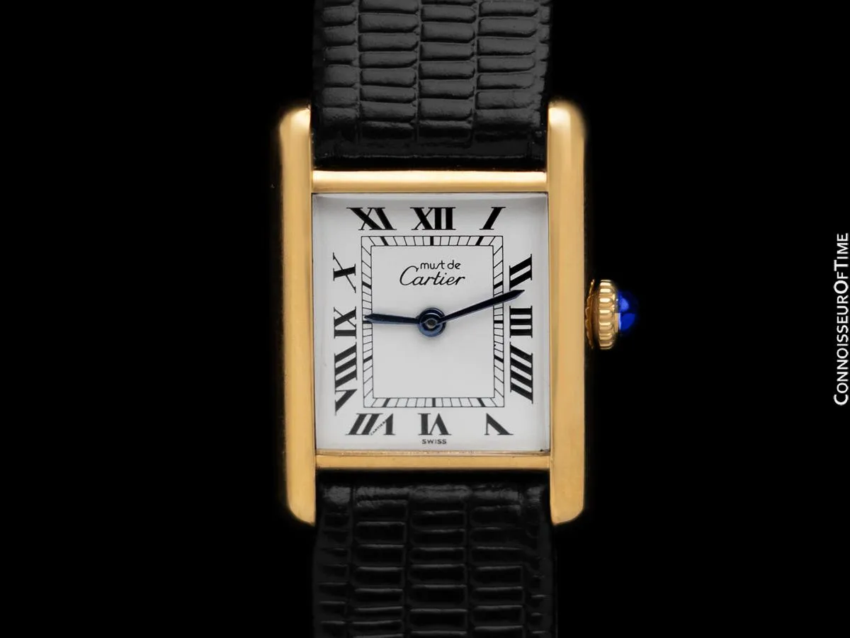 Cartier Vintage Ladies Tank Mechanical Watch - Gold Vermeil, 18K Gold over Sterling Silver