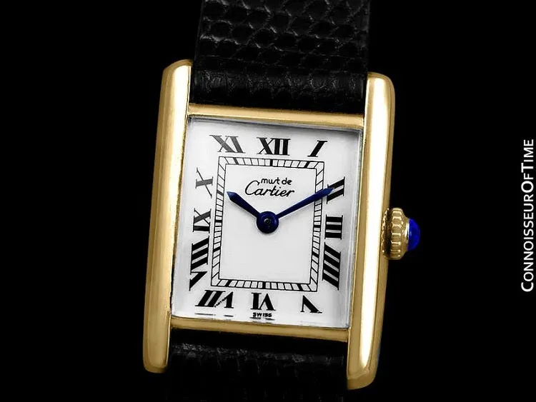 Cartier Vintage Ladies Tank Mechanical Watch - Gold Vermeil, 18K Gold over Sterling Silver