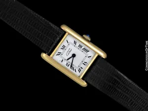 Cartier Vintage Ladies Tank Mechanical Watch - Gold Vermeil, 18K Gold over Sterling Silver