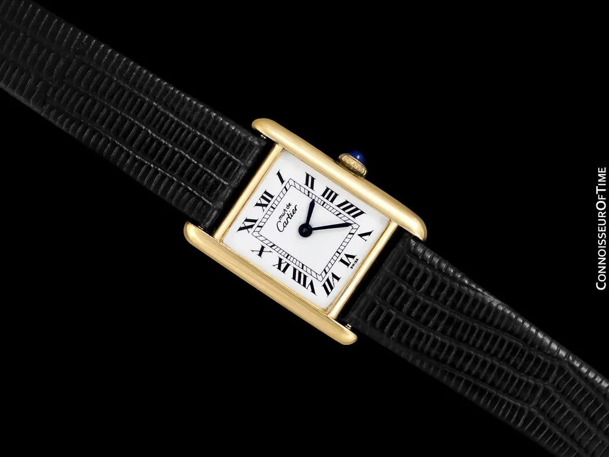 Cartier Vintage Ladies Tank Mechanical Watch - Gold Vermeil, 18K Gold over Sterling Silver