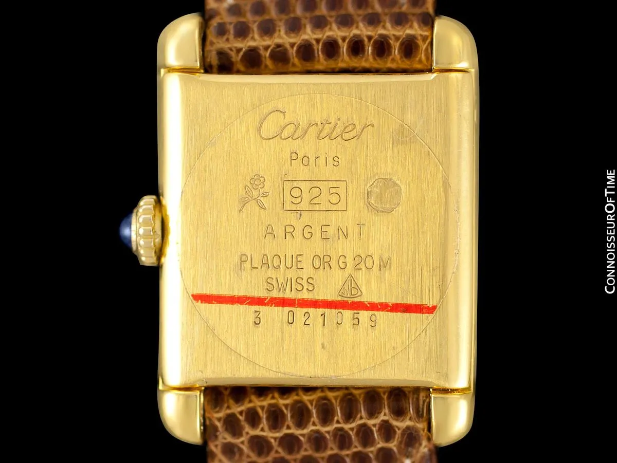 Cartier Vintage Ladies Tank Mechanical Watch - Gold Vermeil, 18K Gold over Sterling Silver