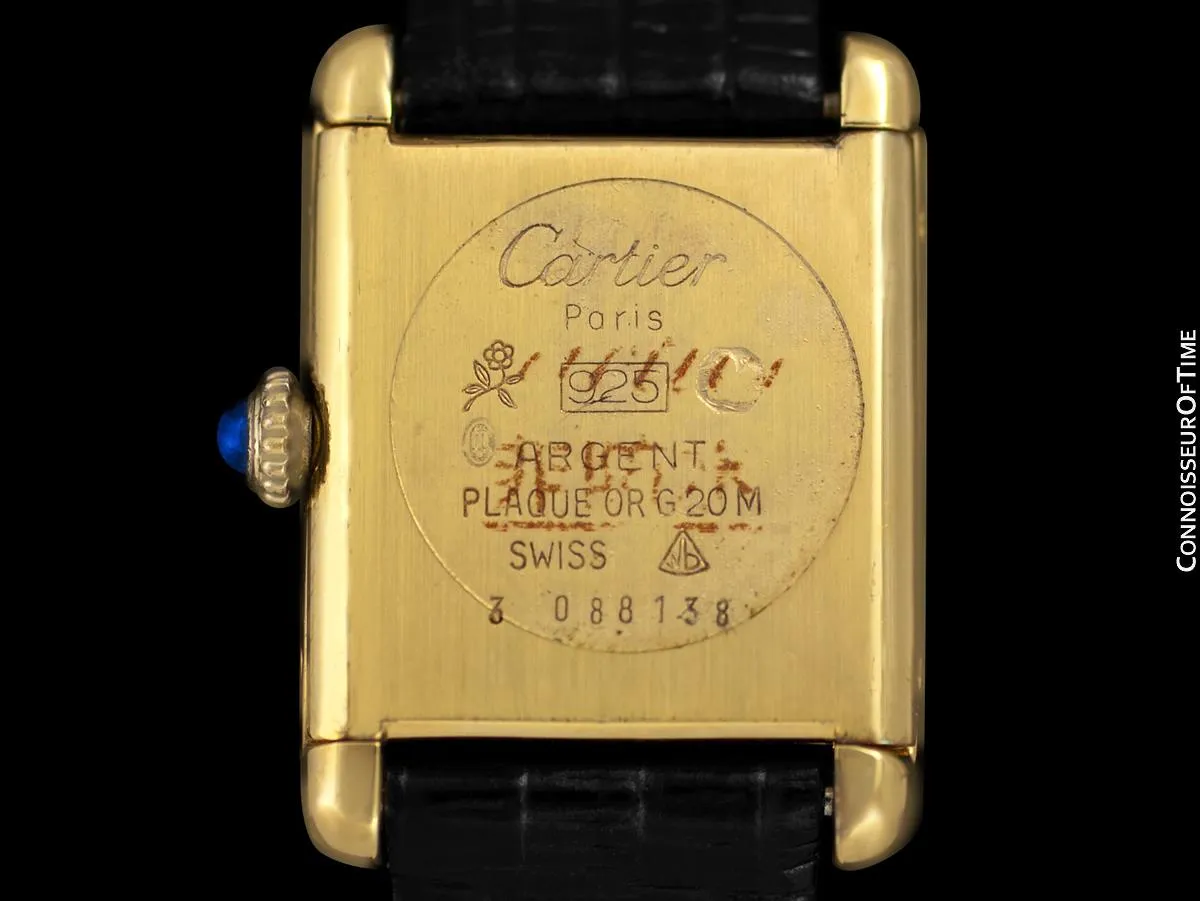 Cartier Vintage Ladies Tank Mechanical Watch - Gold Vermeil, 18K Gold over Sterling Silver