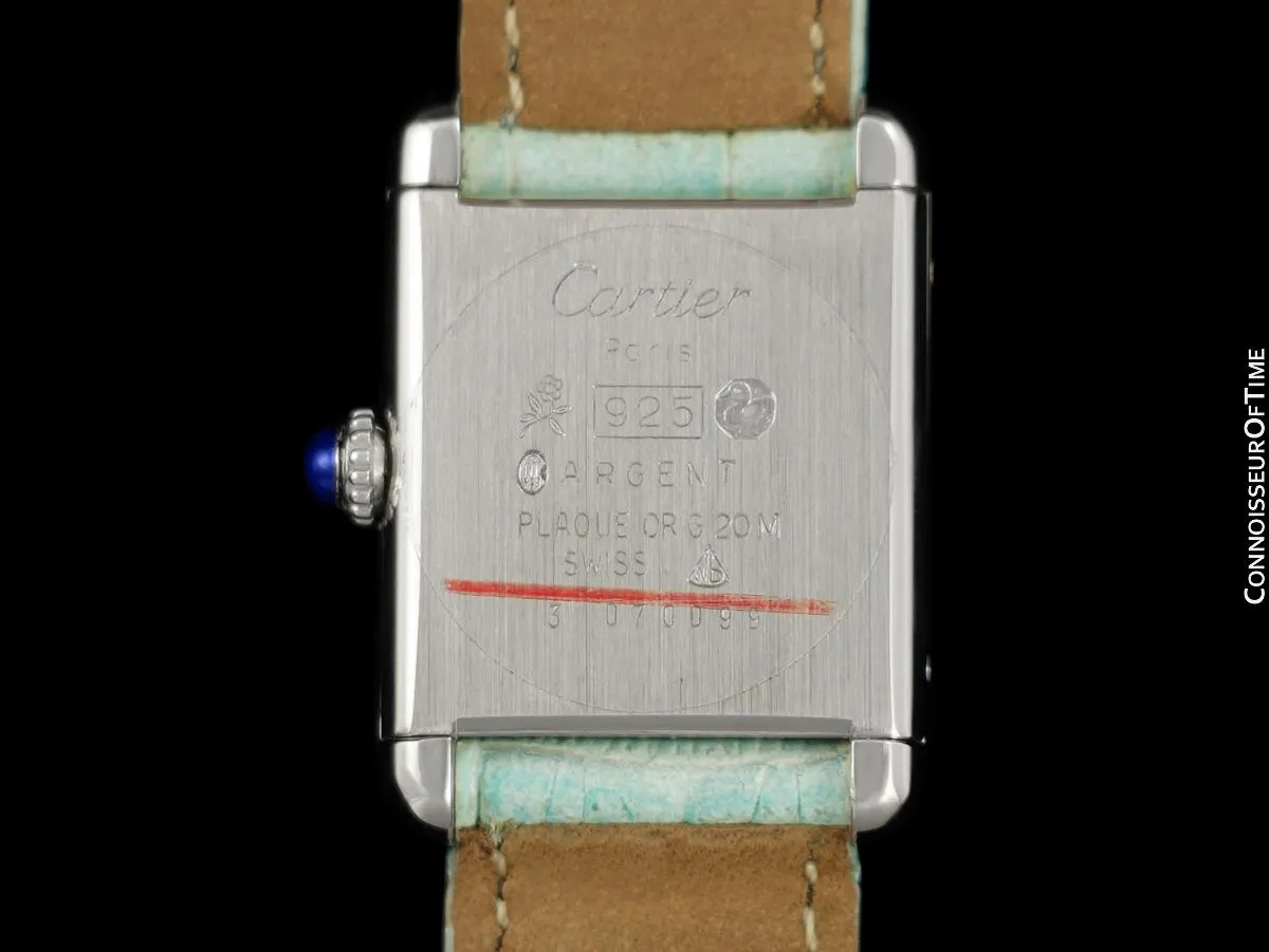 Cartier Vintage Ladies Tank Mechanical Watch - Gold Vermeil, 18K White Gold over Sterling Silver