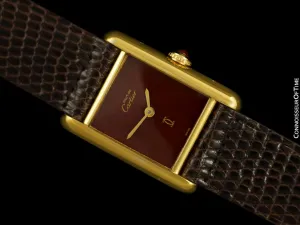 Cartier Vintage Ladies Tank Mechanical Watch With Chocolate Dial - Gold Vermeil, 18K Gold over Sterling Silver
