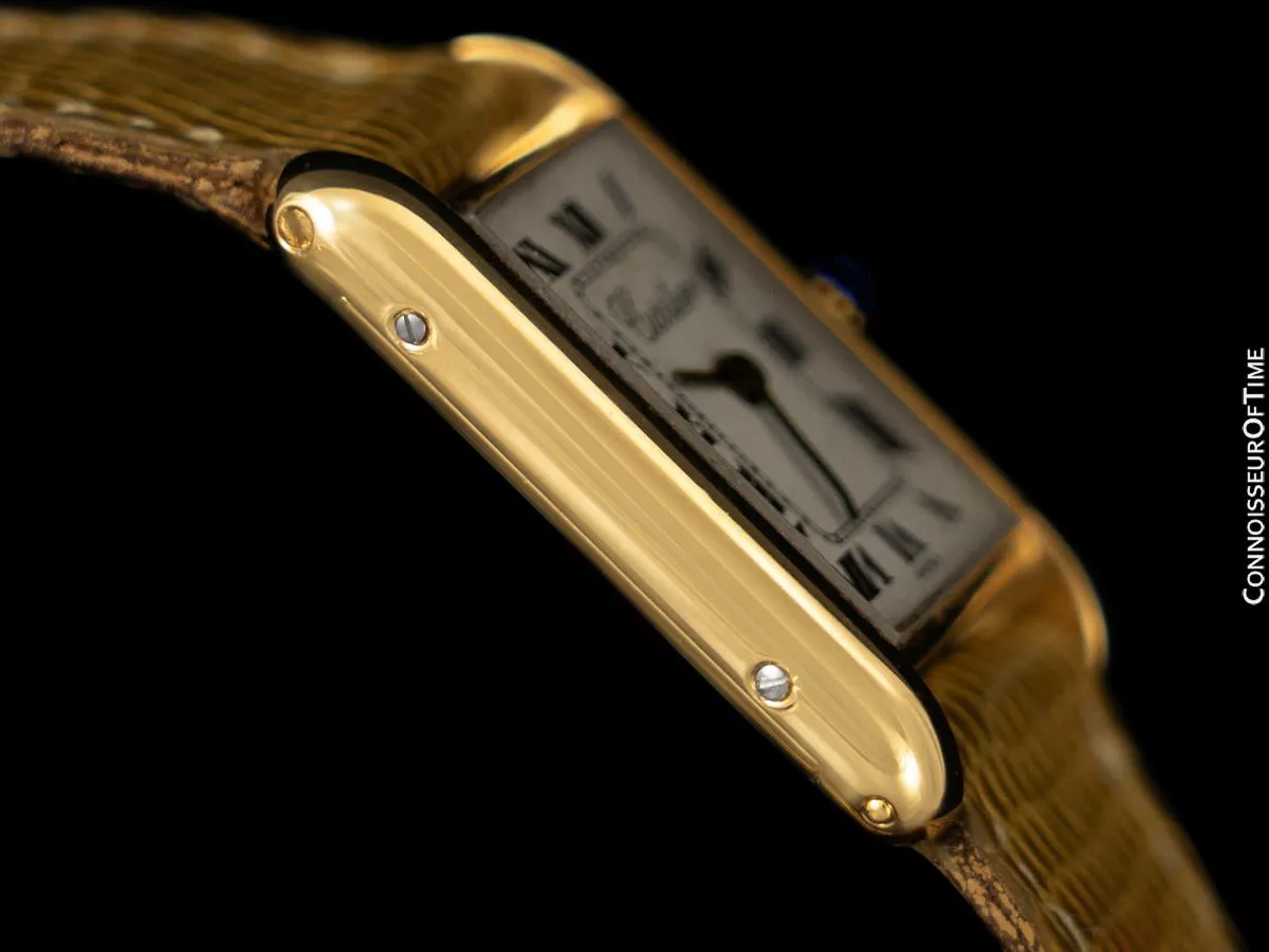Cartier Vintage Ladies Tank Mechanical Watch with Deployment Buckle - Solid 18K Gold