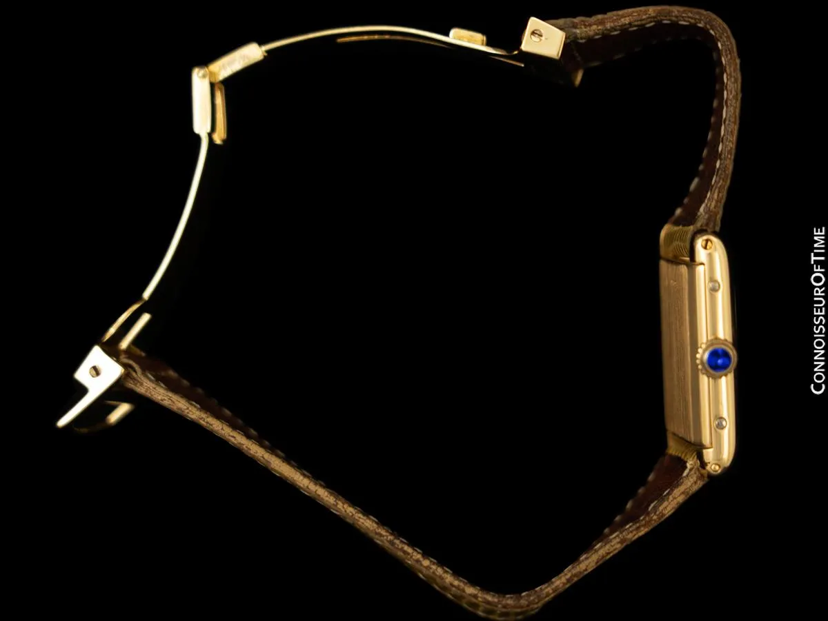 Cartier Vintage Ladies Tank Mechanical Watch with Deployment Buckle - Solid 18K Gold