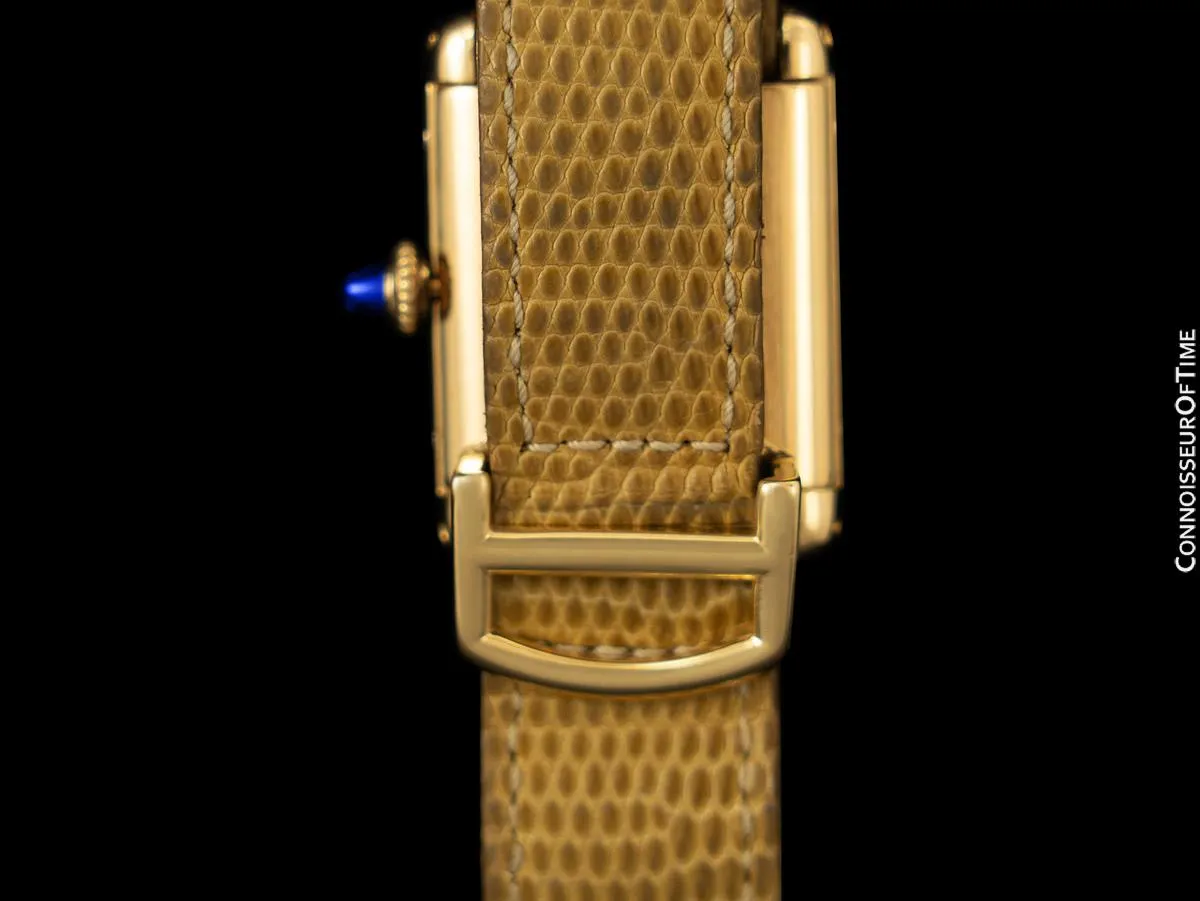 Cartier Vintage Ladies Tank Mechanical Watch with Deployment Buckle - Solid 18K Gold