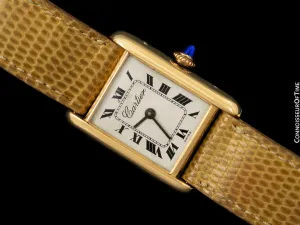 Cartier Vintage Ladies Tank Mechanical Watch with Deployment Buckle - Solid 18K Gold
