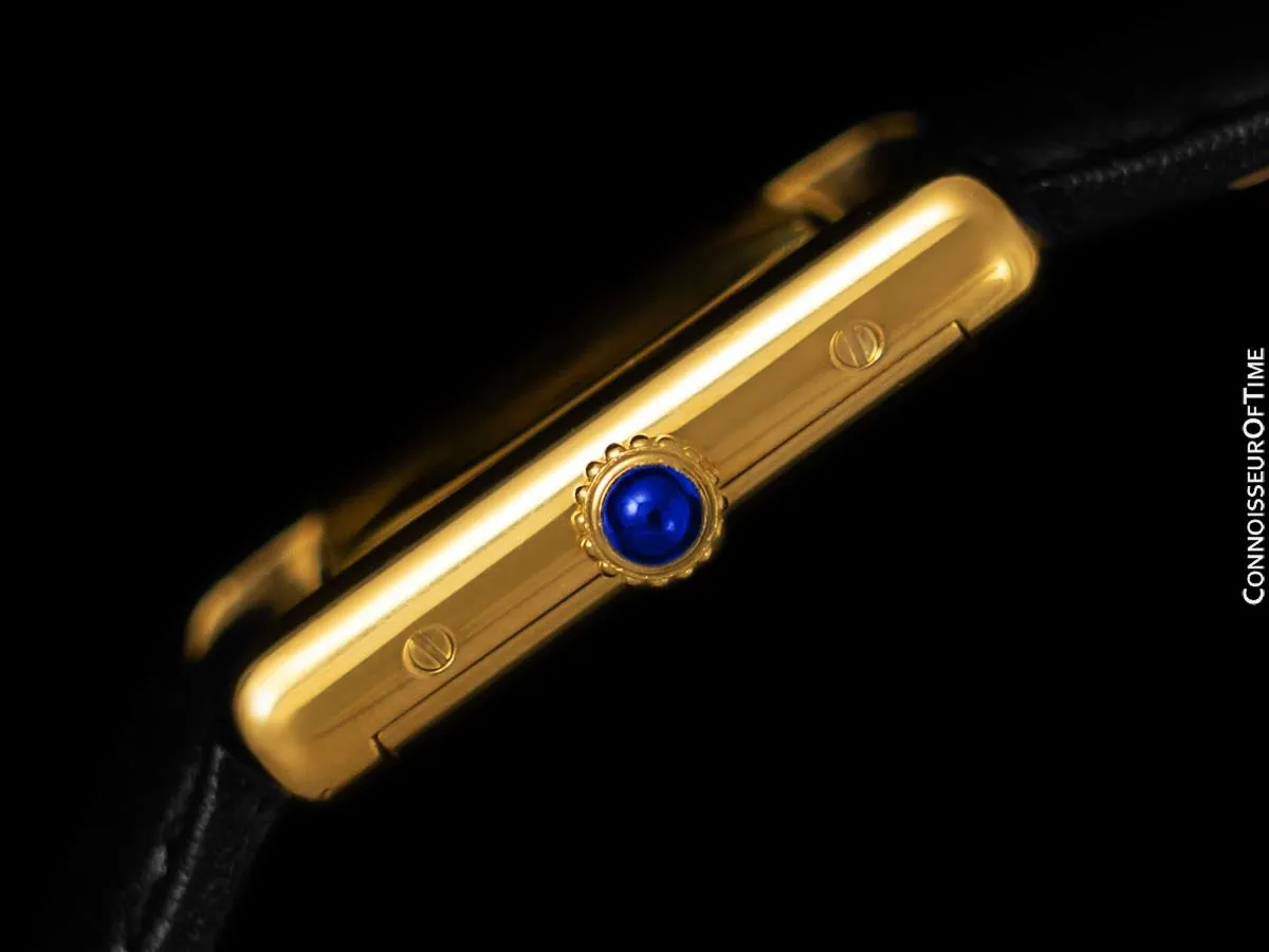 Cartier Vintage Ladies Tank Mechanical Watch With Diasy Yellow Dial - Gold Vermeil, 18K Gold over Sterling Silver