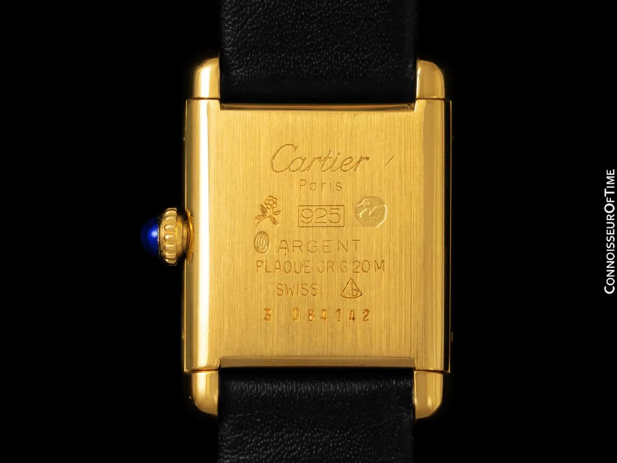 Cartier Vintage Ladies Tank Mechanical Watch With Diasy Yellow Dial - Gold Vermeil, 18K Gold over Sterling Silver