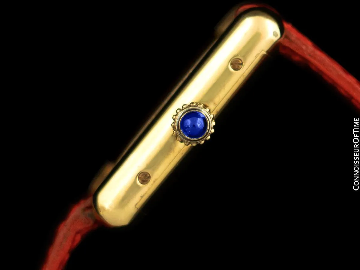 Cartier Vintage Ladies Tank Mechanical Wine Dial Watch - Gold Vermeil, 18K Gold over Sterling Silver