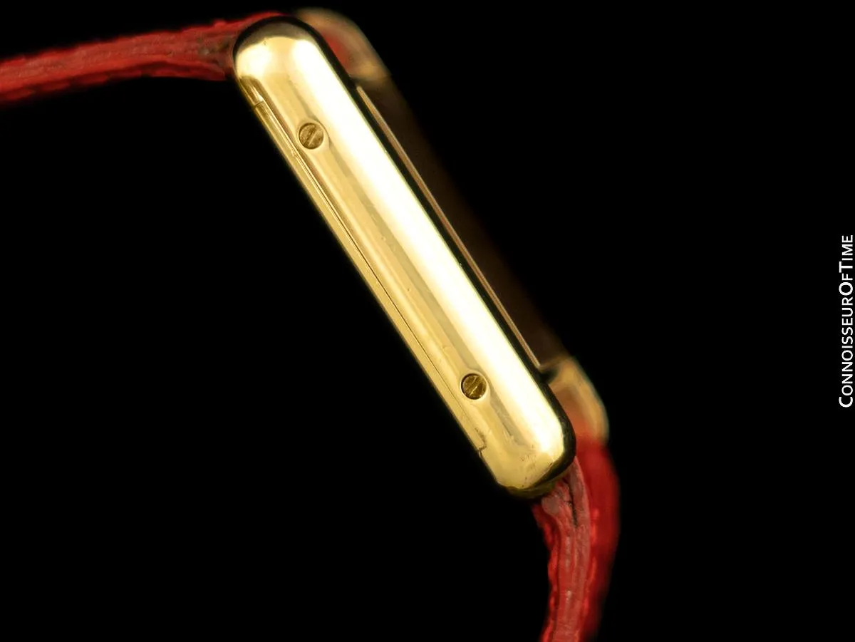 Cartier Vintage Ladies Tank Mechanical Wine Dial Watch - Gold Vermeil, 18K Gold over Sterling Silver