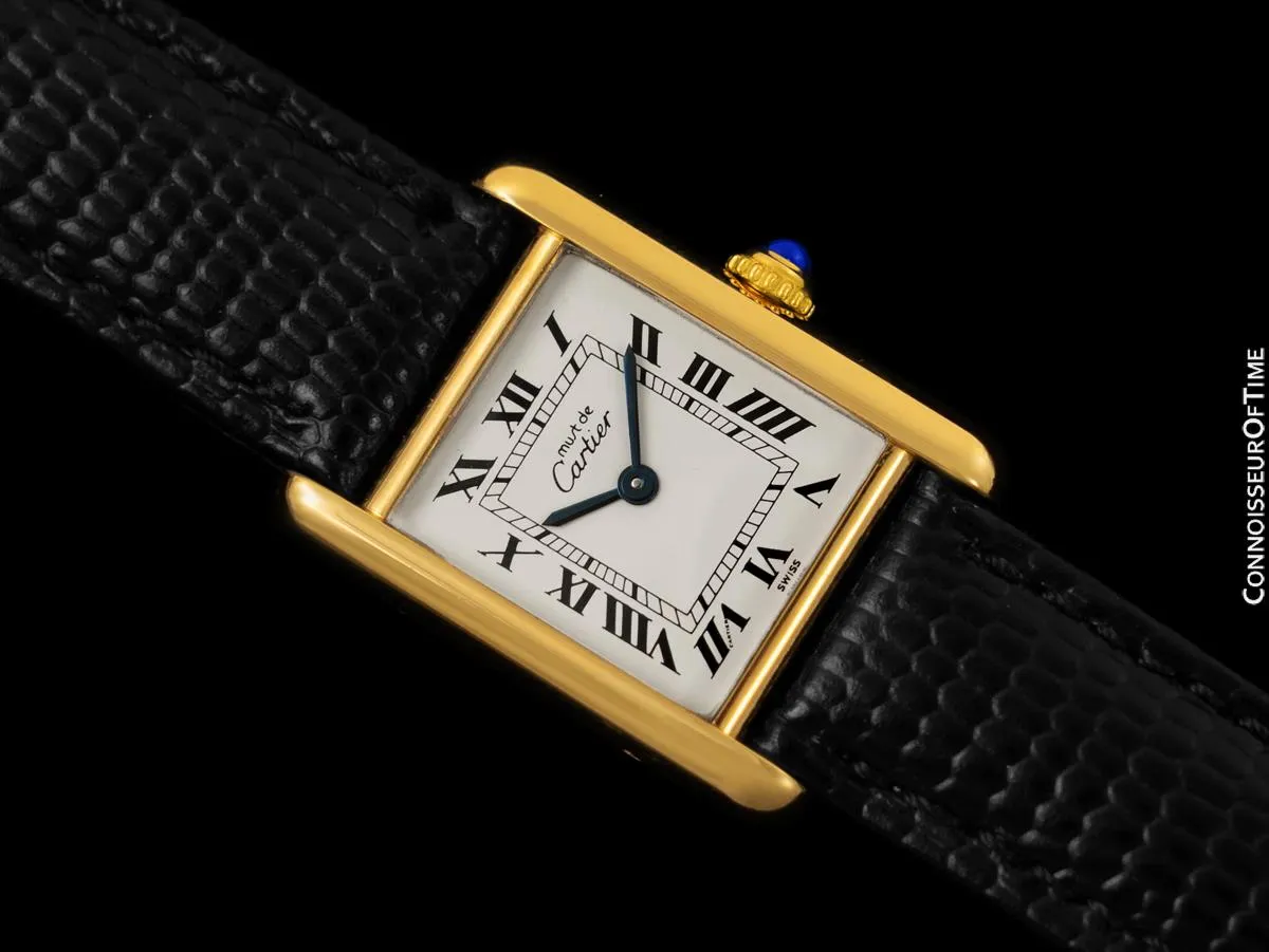 Cartier Vintage Ladies Tank Quartz Gold Vermeil, 18K Gold over Sterling Silver Watch - Papers