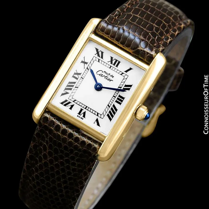 Cartier Vintage Ladies Tank Quartz Watch - Gold Vermeil, 18K Gold over Sterling Silver