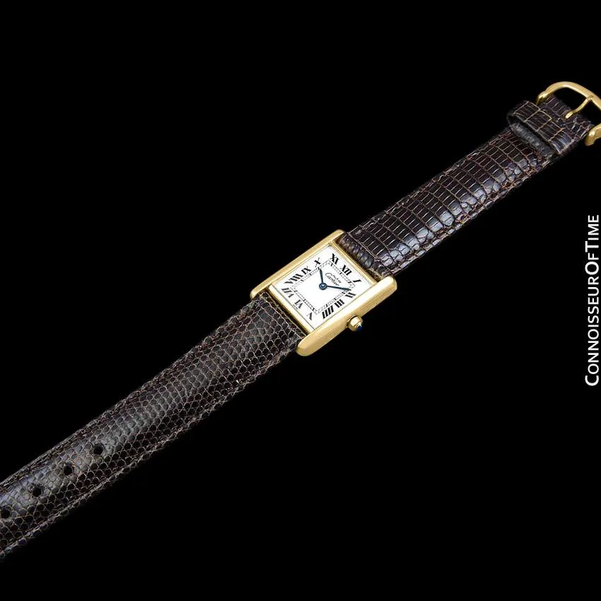 Cartier Vintage Ladies Tank Quartz Watch - Gold Vermeil, 18K Gold over Sterling Silver