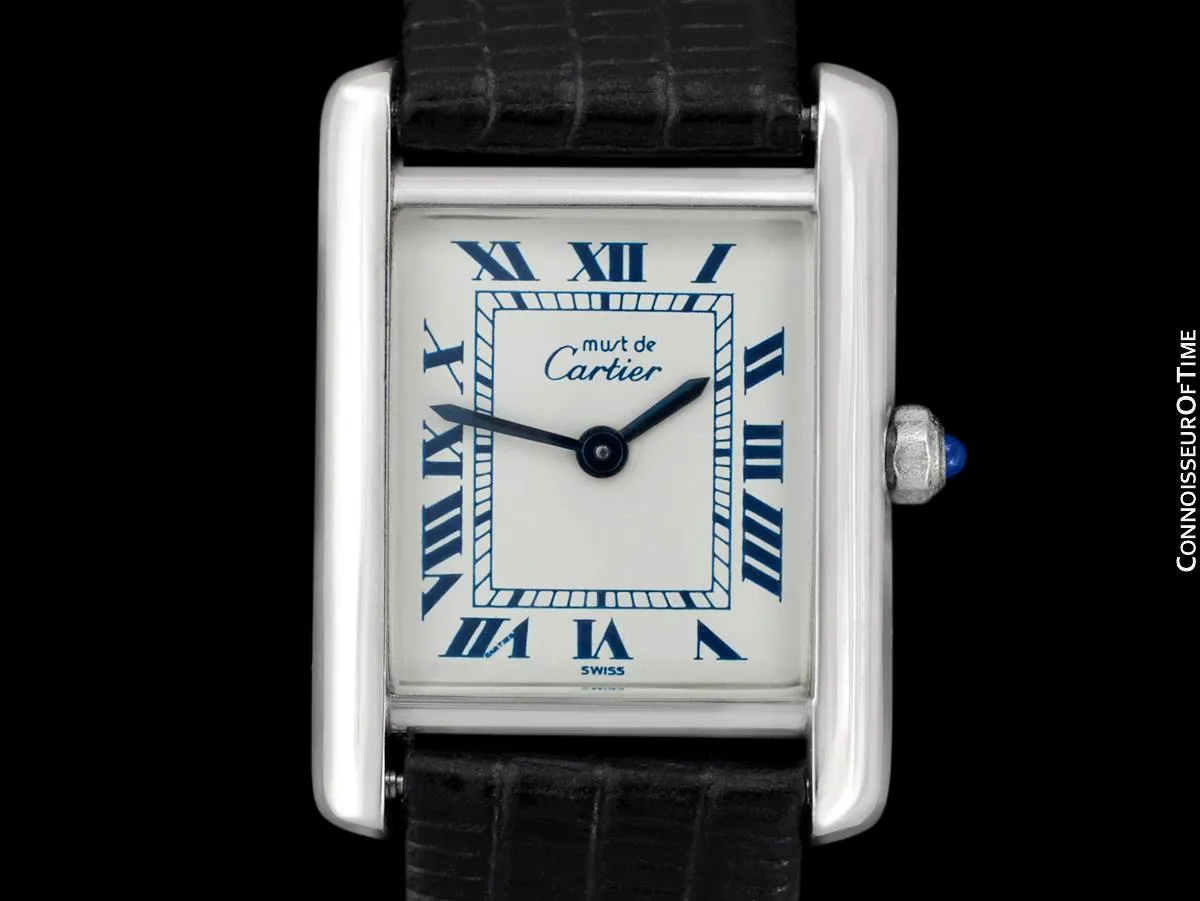 Cartier Vintage Ladies Tank Watch - 18K White Gold over Sterling Silver