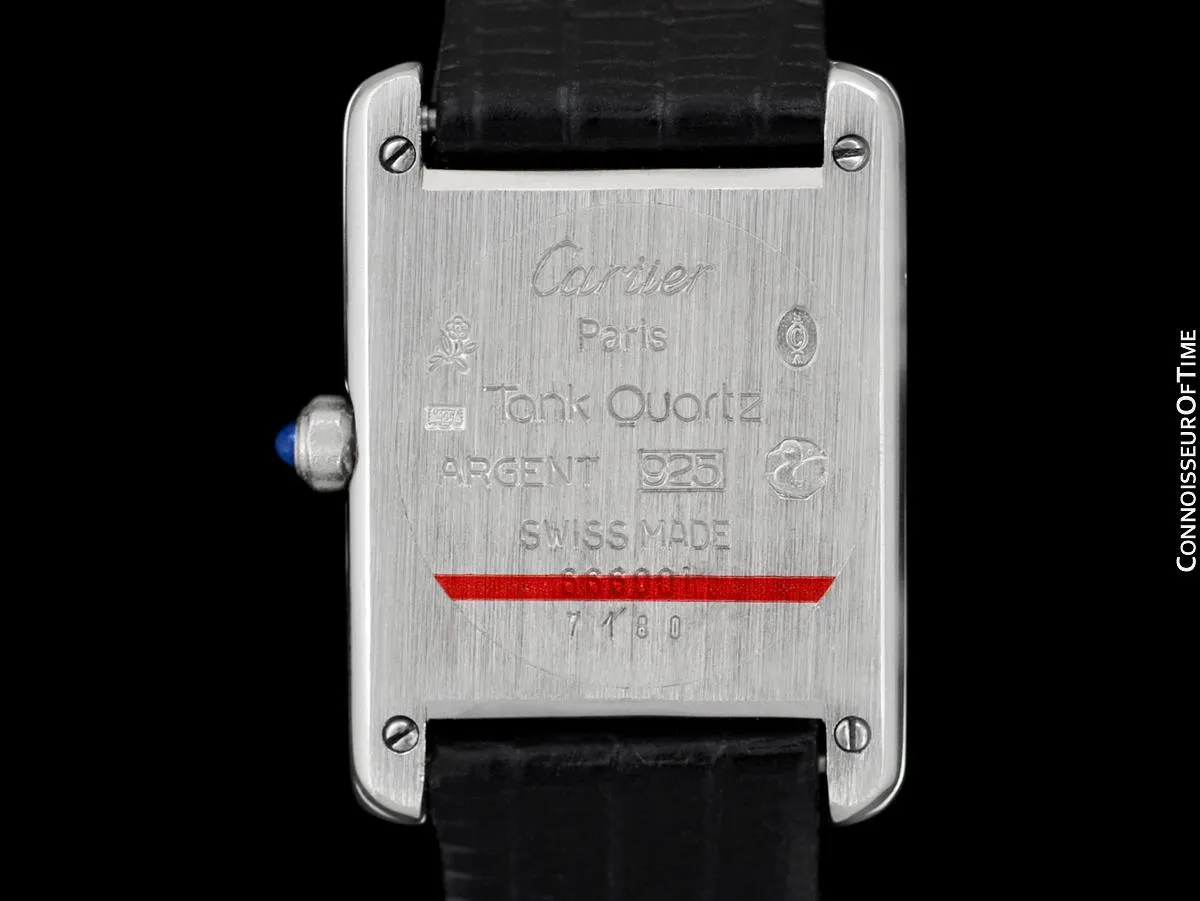 Cartier Vintage Ladies Tank Watch - 18K White Gold over Sterling Silver