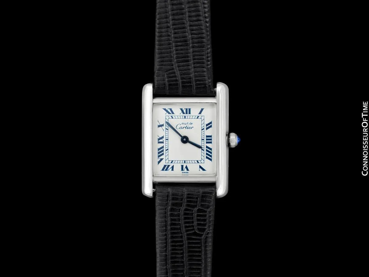 Cartier Vintage Ladies Tank Watch - 18K White Gold over Sterling Silver