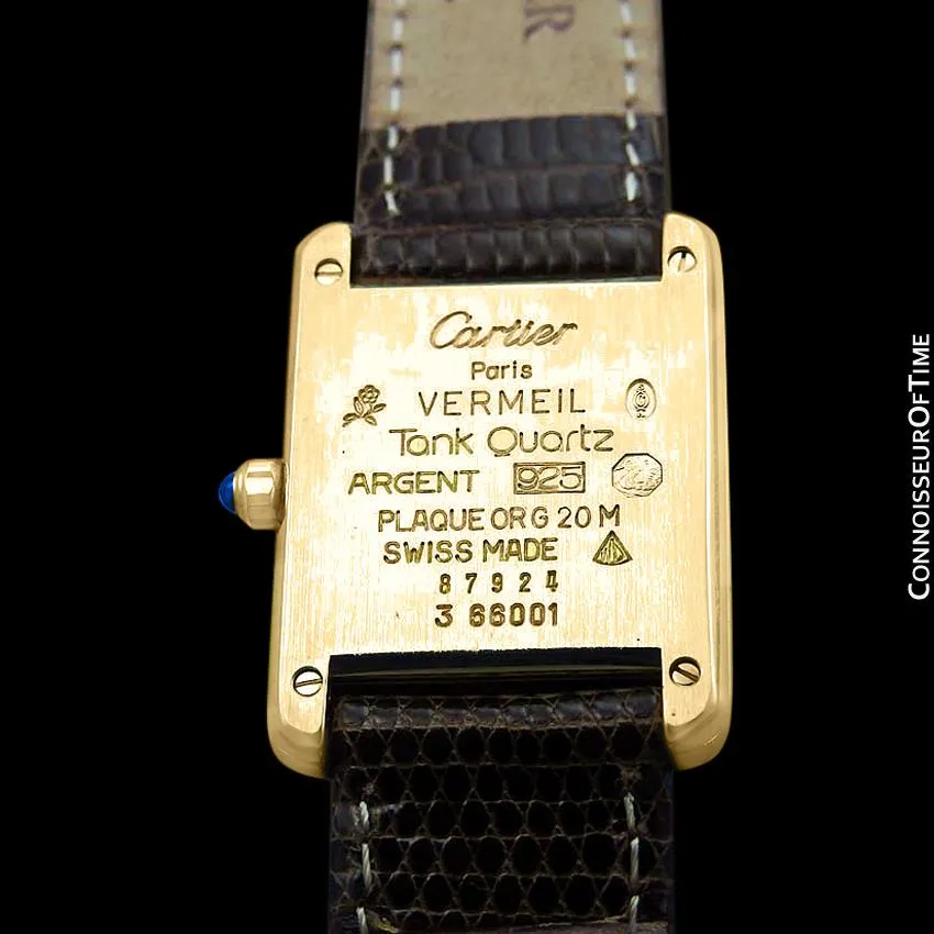Cartier Vintage Ladies Tank Watch - Gold Vermeil, 18K Gold over Sterling Silver