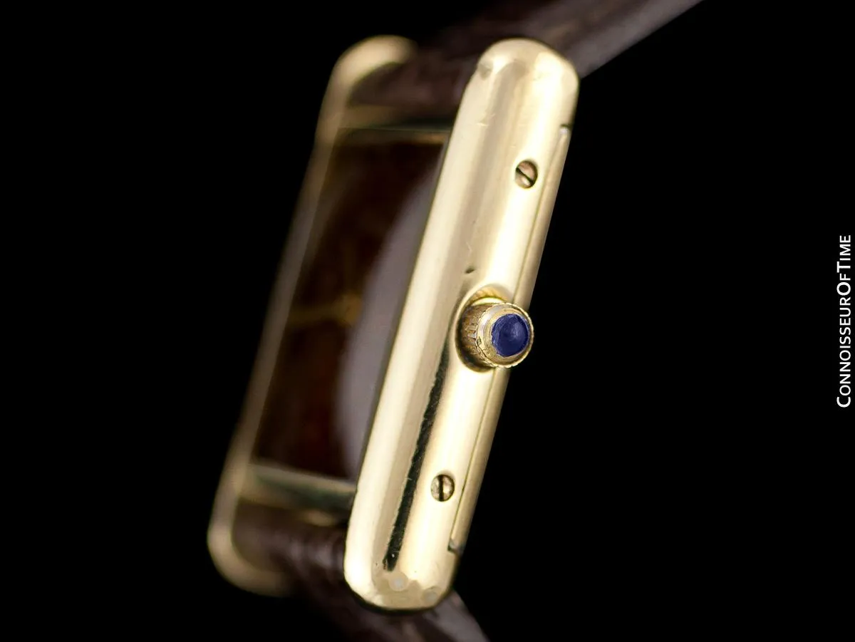 Cartier Vintage Ladies Tank Watch with Chocolate Brown Dial - Gold Vermeil, 18K Gold over Sterling Silver - Papers & Box