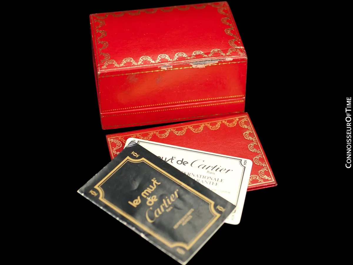 Cartier Vintage Ladies Tank Watch with Chocolate Brown Dial - Gold Vermeil, 18K Gold over Sterling Silver - Papers & Box