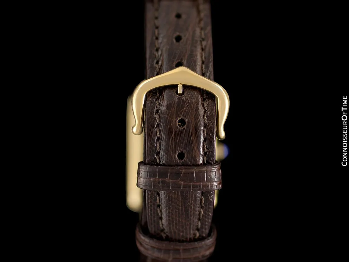 Cartier Vintage Ladies Tank Watch with Chocolate Brown Dial - Gold Vermeil, 18K Gold over Sterling Silver - Papers & Box