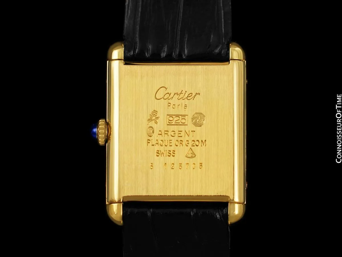 Cartier Vintage Mens Tank Mechanical Watch - Gold Vermeil, 18K Gold over Sterling Silver