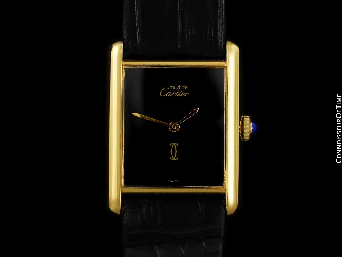 Cartier Vintage Mens Tank Mechanical Watch - Gold Vermeil, 18K Gold over Sterling Silver