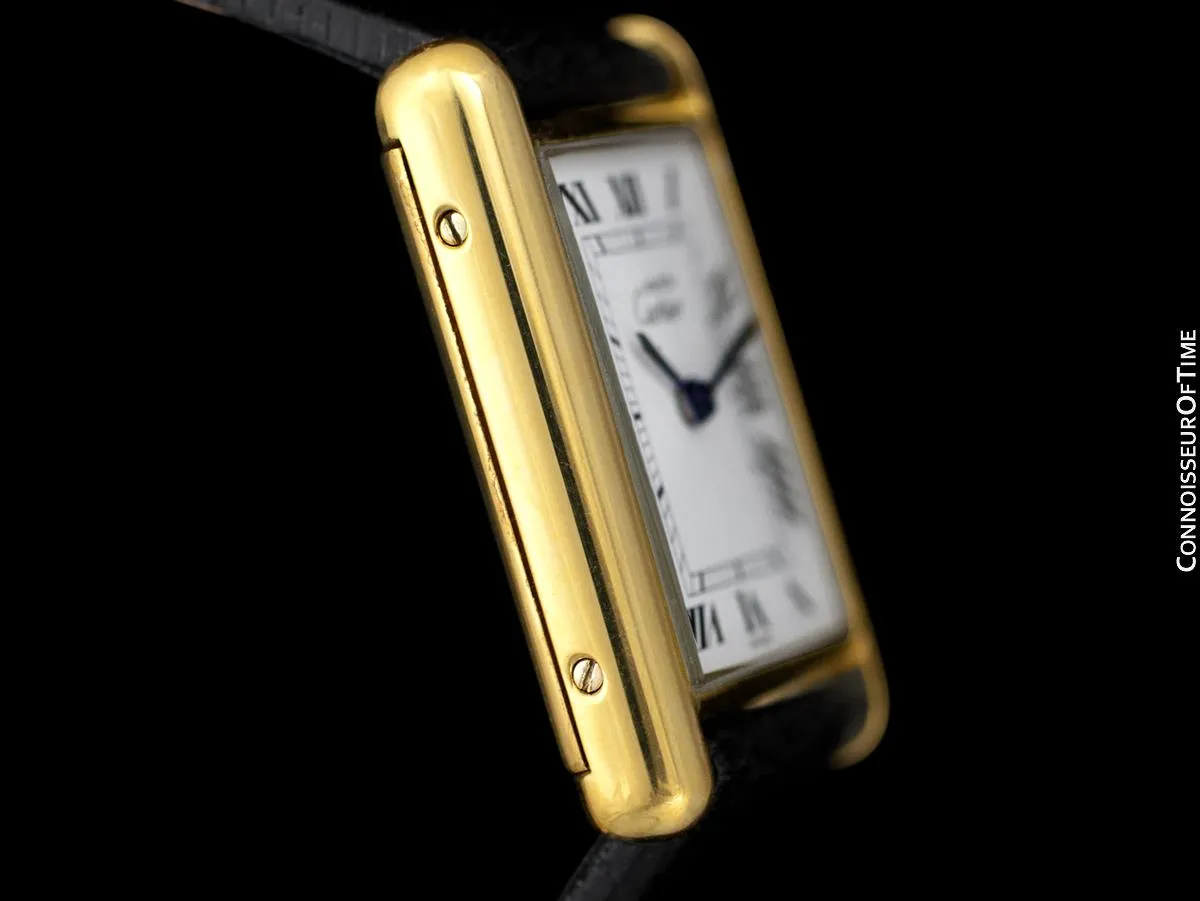 Cartier Vintage Mens Tank Mechanical Watch - Gold Vermeil, 18K Gold over Sterling Silver