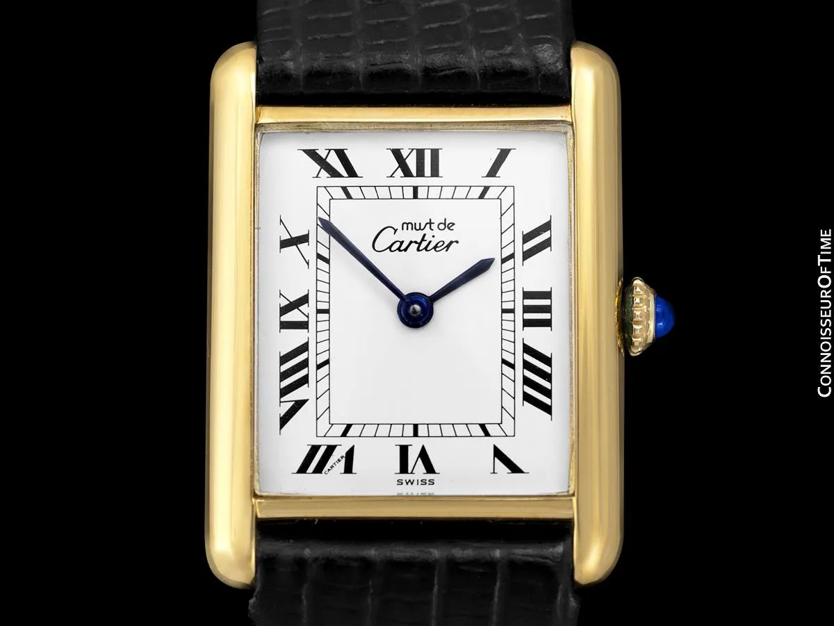 Cartier Vintage Mens Tank Mechanical Watch - Gold Vermeil, 18K Gold over Sterling Silver