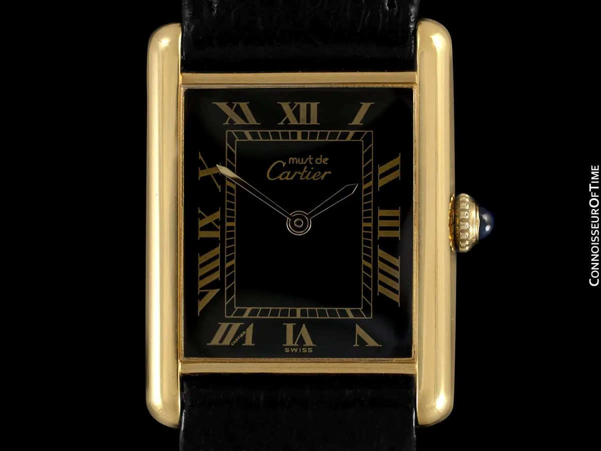 Cartier Vintage Mens Tank Mechanical Watch - Gold Vermeil, 18K Gold over Sterling Silver