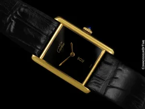 Cartier Vintage Mens Tank Mechanical Watch - Gold Vermeil, 18K Gold over Sterling Silver