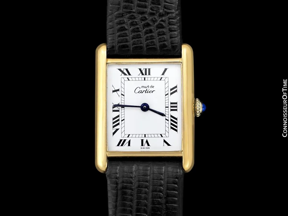 Cartier Vintage Mens Tank Mechanical Watch - Gold Vermeil, 18K Gold over Sterling Silver