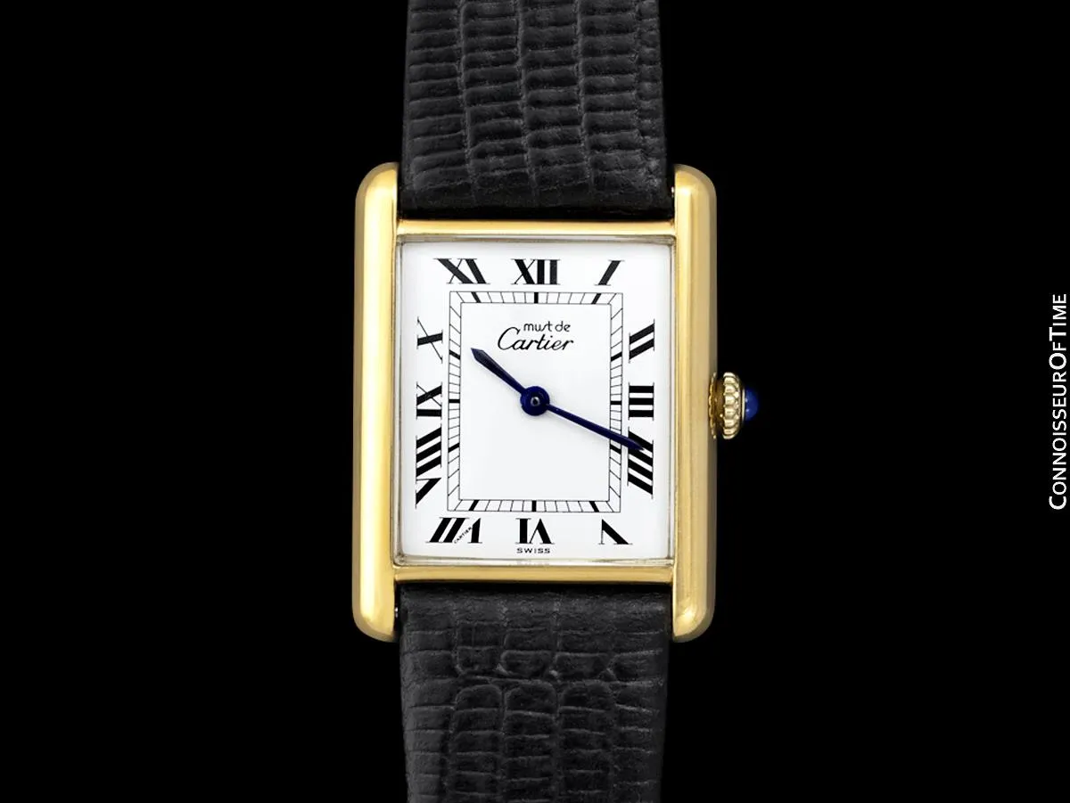 Cartier Vintage Mens Tank Mechanical Watch - Gold Vermeil, 18K Gold over Sterling Silver