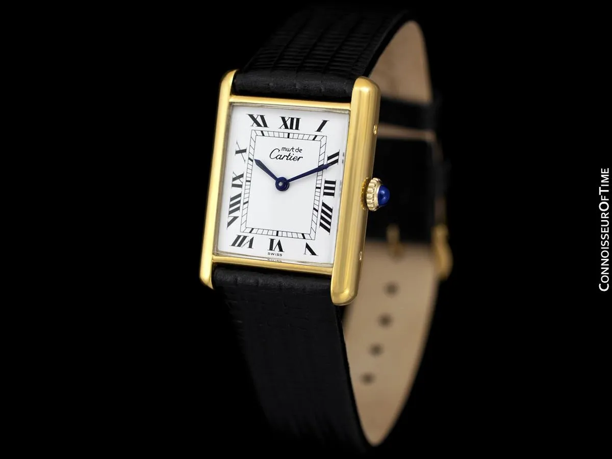 Cartier Vintage Mens Tank Mechanical Watch - Gold Vermeil, 18K Gold over Sterling Silver