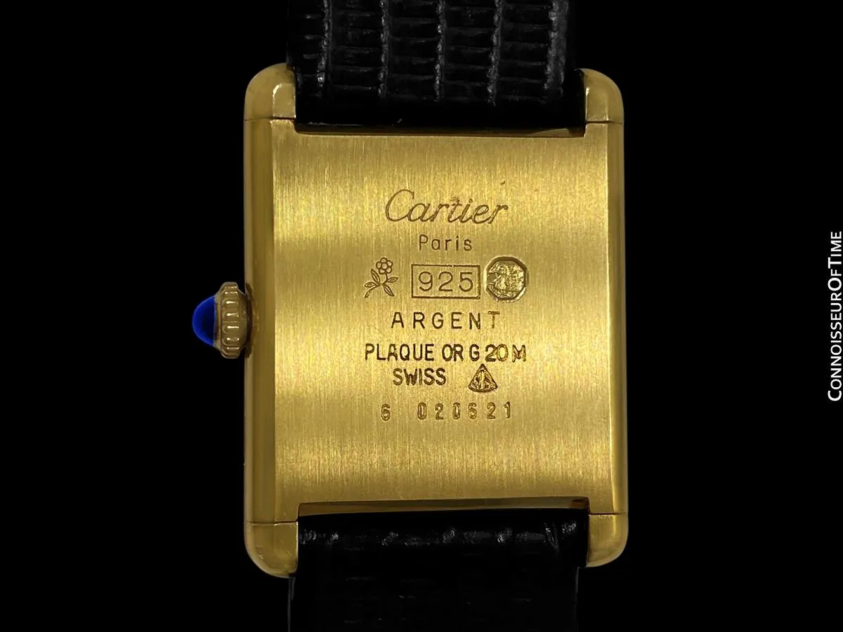 Cartier Vintage Mens Tank Mechanical Watch - Gold Vermeil, 18K Gold over Sterling Silver