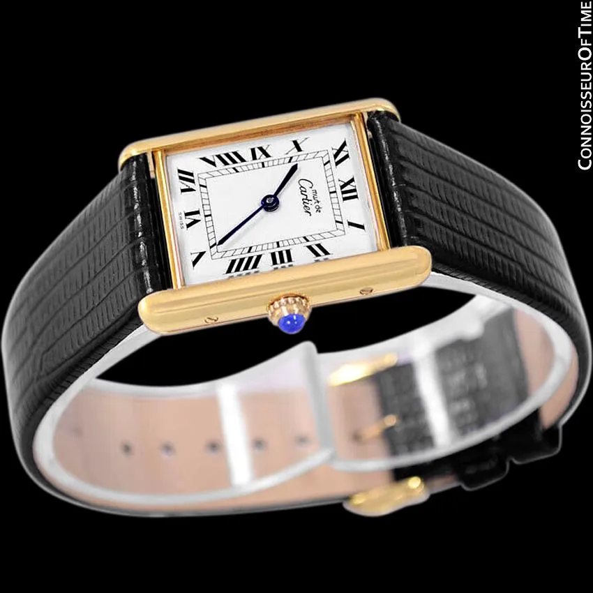 Cartier Vintage Mens Tank Mechanical Watch - Gold Vermeil, 18K Gold over Sterling Silver