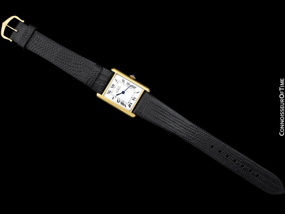 Cartier Vintage Mens Tank Mechanical Watch - Gold Vermeil, 18K Gold over Sterling Silver