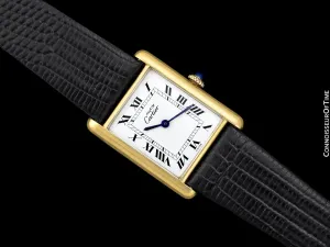 Cartier Vintage Mens Tank Mechanical Watch - Gold Vermeil, 18K Gold over Sterling Silver