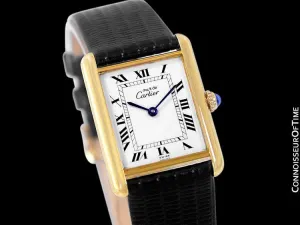 Cartier Vintage Mens Tank Mechanical Watch - Gold Vermeil, 18K Gold over Sterling Silver