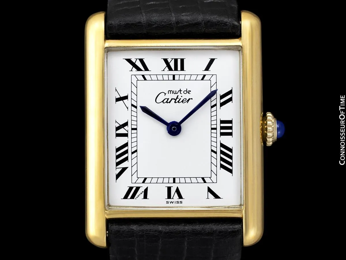 Cartier Vintage Mens Tank Mechanical Watch - Gold Vermeil, 18K Gold over Sterling Silver